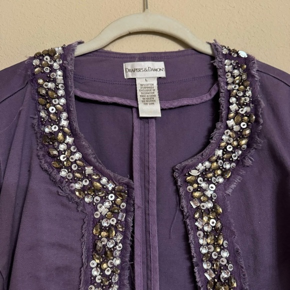 Draper’s & Damon’s Jacket Size L Purple Evening Beaded Blazer - Picture 5 of 16